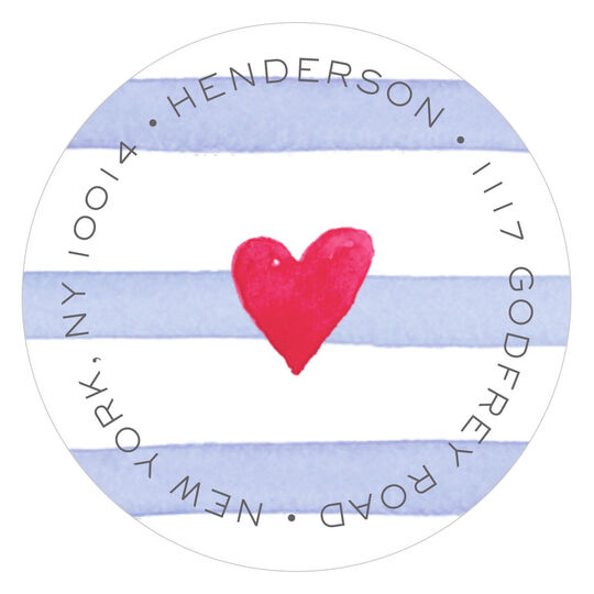 Blue Painterly Stripes Round Address Labels